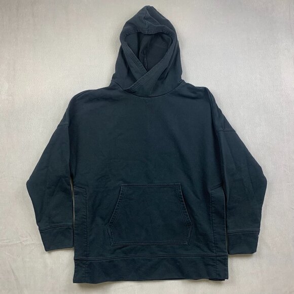 Fabletics Mens Sweater Large Black Hoodie Long Sleeve Split Hem Athletic Workout - Picture 1 of 7